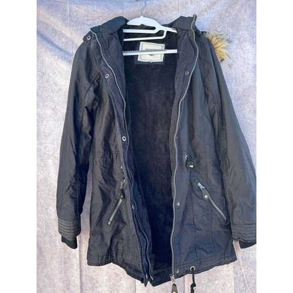 Snobbish‎ Women's Black Winter Coat Parka Fleece Warm Jacket Large *PICS GUC - Picture 8 of 14